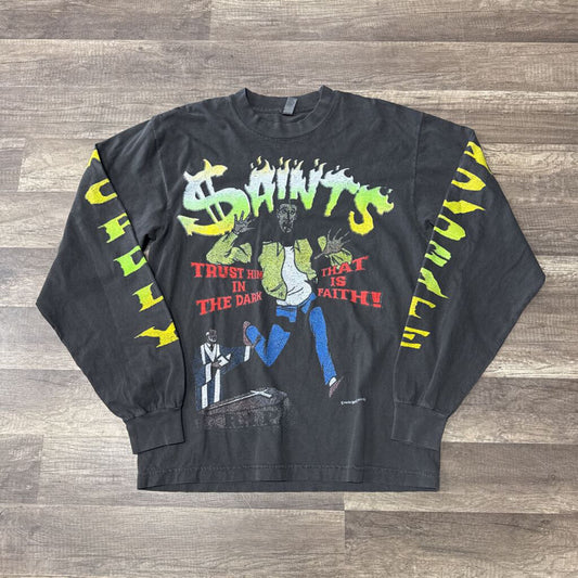 Saints Shirt grey L/S "trust him in the dark"