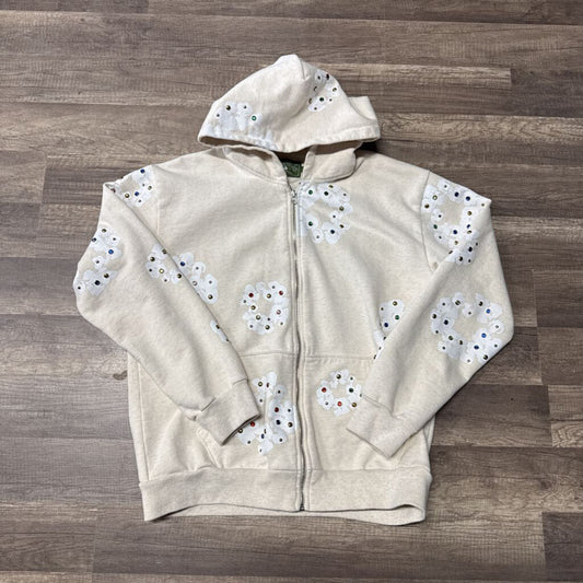 denim tears bedazzled wreath zip up