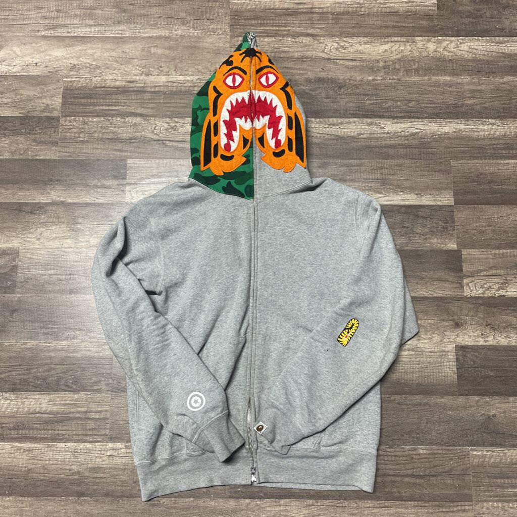 Bape Shark Hoodie Green Tiger