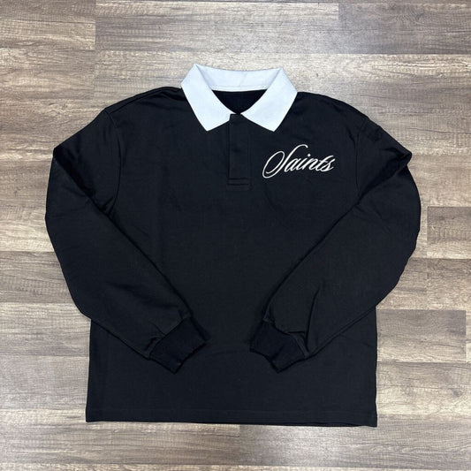 Saints Black Polo L/S