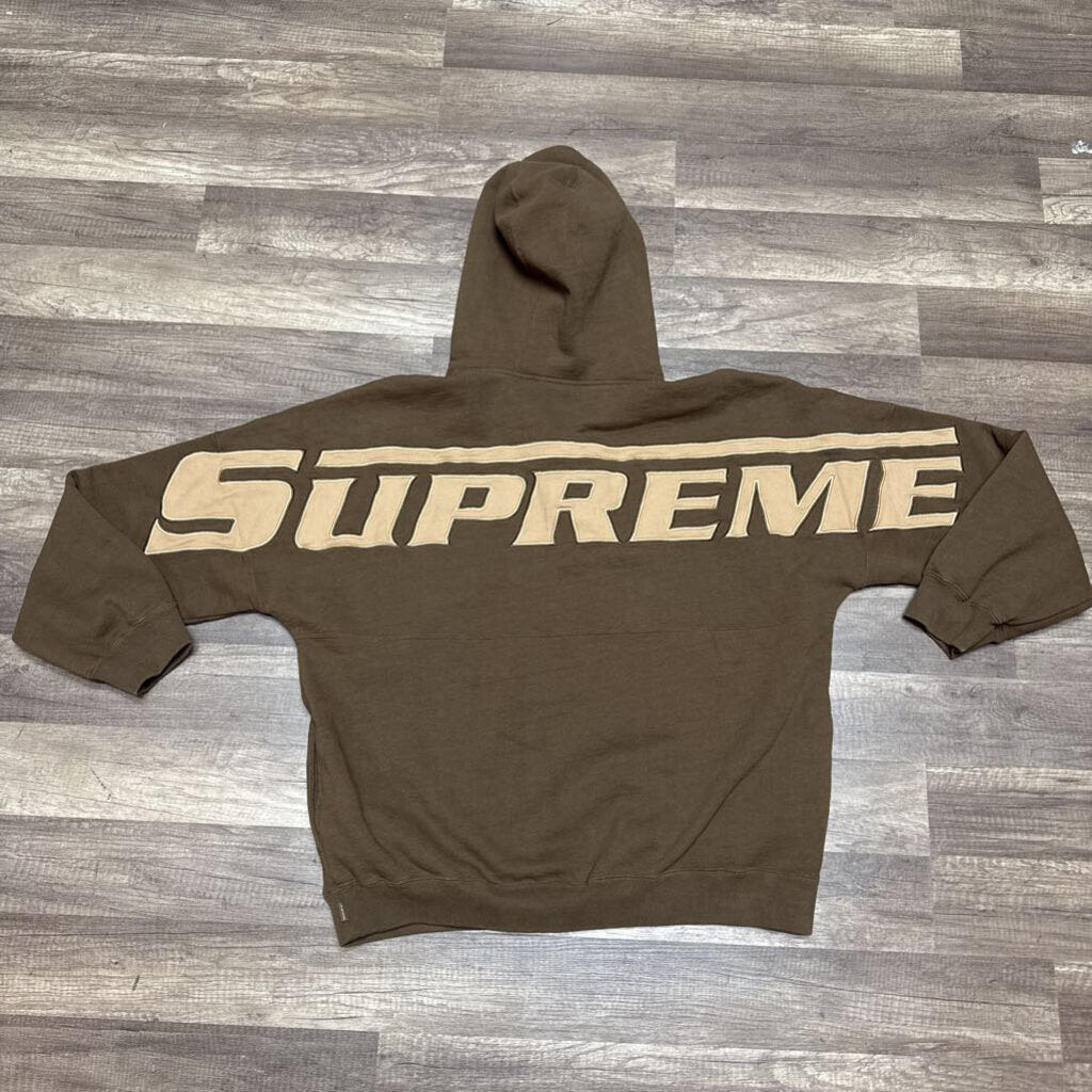 Supreme quarter zip Hoodie Brown Logo