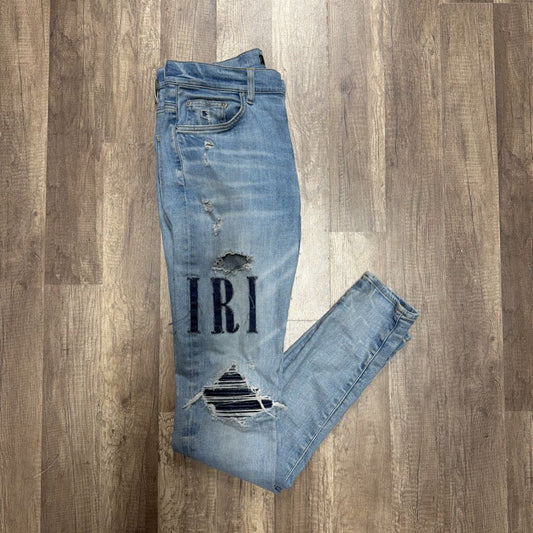 Amiri Jean Blue Denim Logo Patch