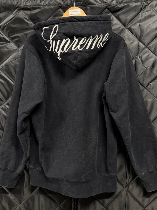 Supreme embroidered logo hoodie black white