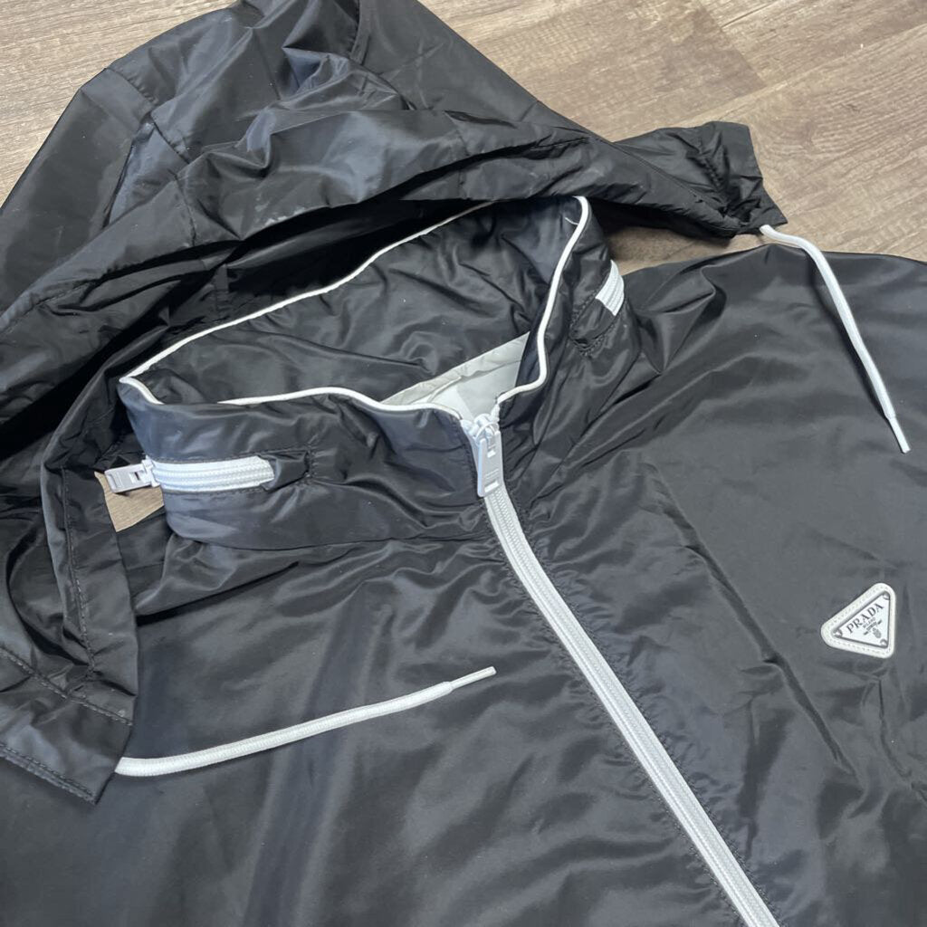 Prada leather nylon zip up