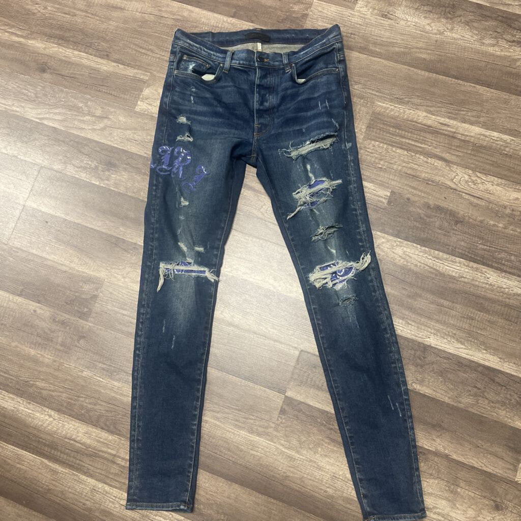 Amiri Jeans Blue Bandana Patch