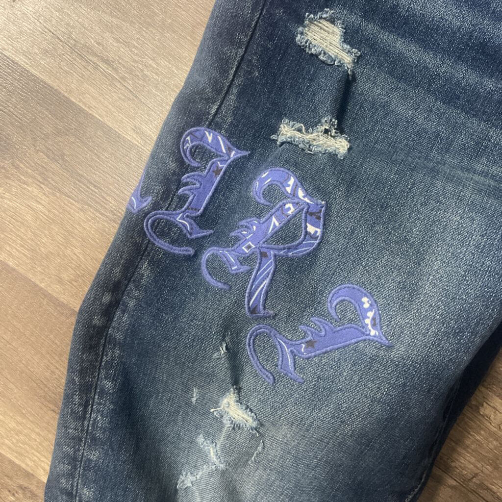 Amiri Jeans Blue Bandana Patch