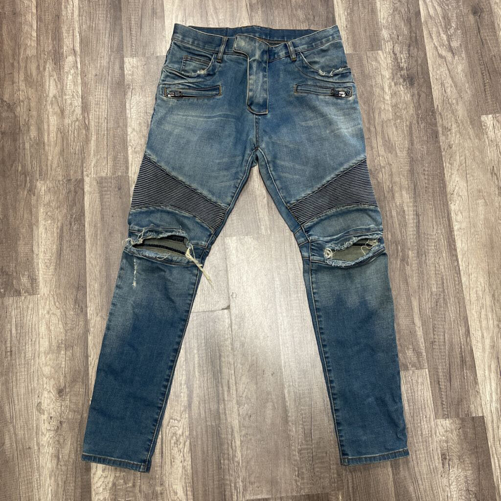 Balmain Slim Blue Distressed Jeans