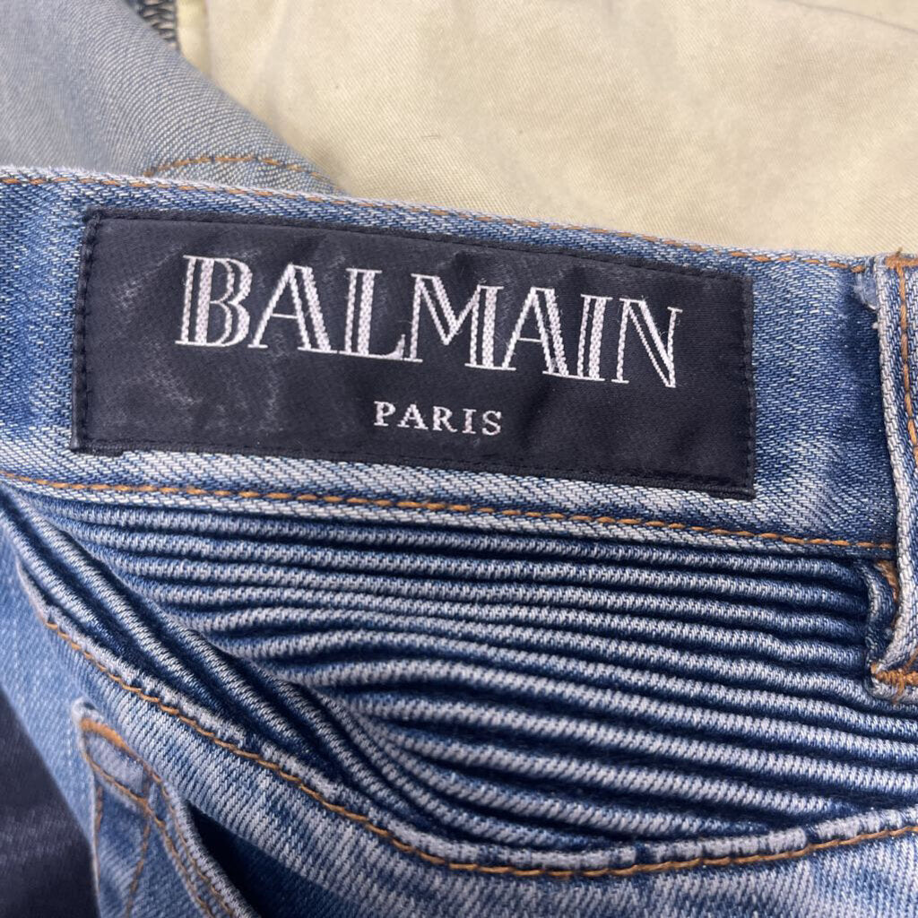 Balmain Slim Blue Distressed Jeans