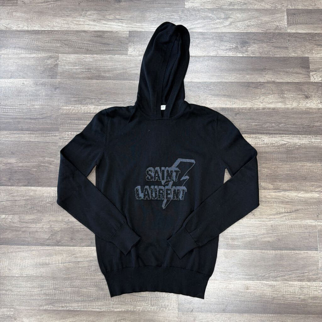 Saint laurent logo studded hoodie