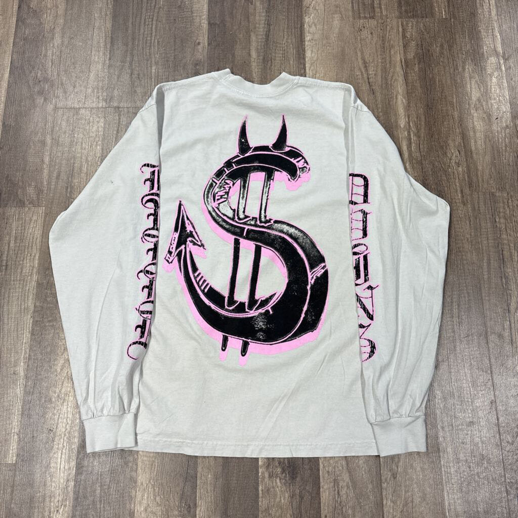 Saints White Pink Logo L/S