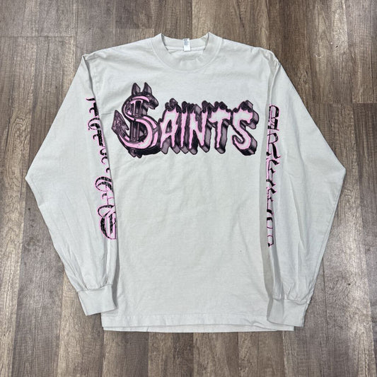 Saints White Pink Logo L/S