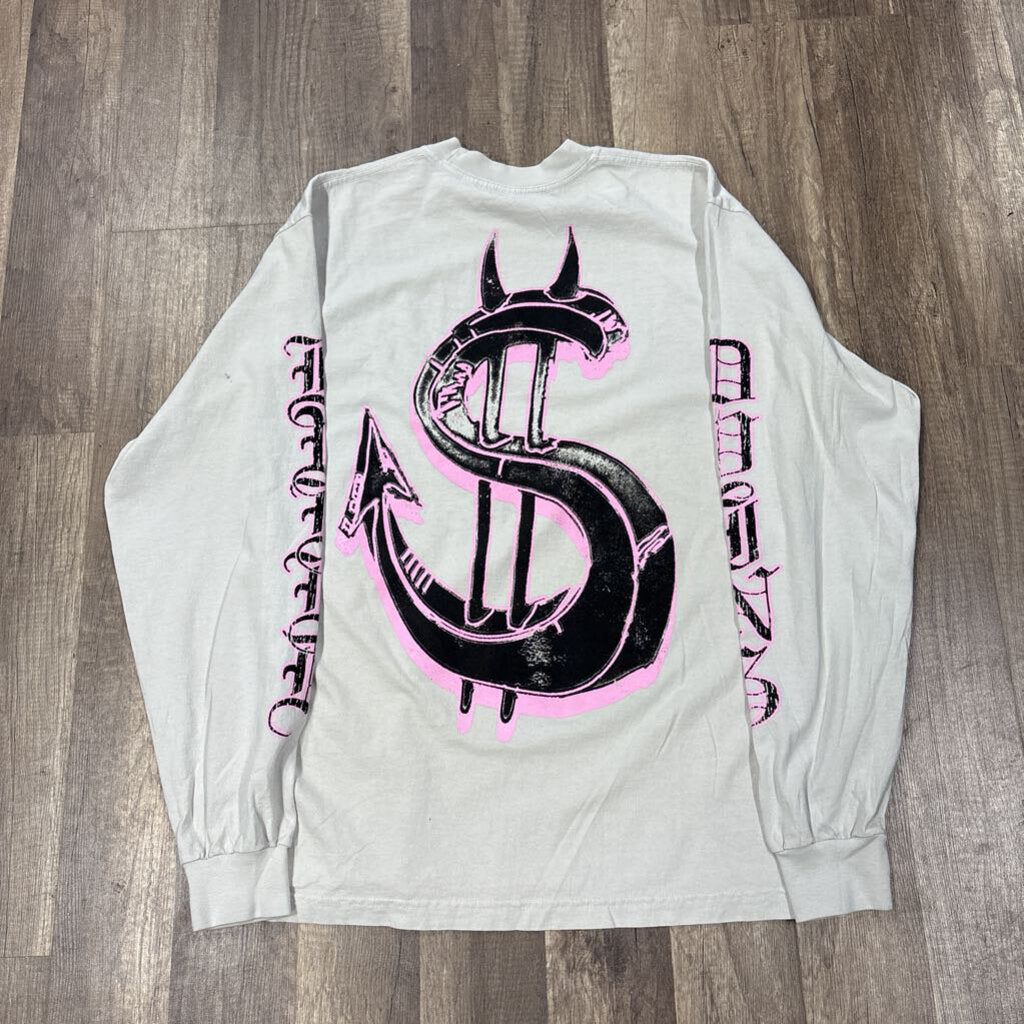 Saints White Pink Logo L/S