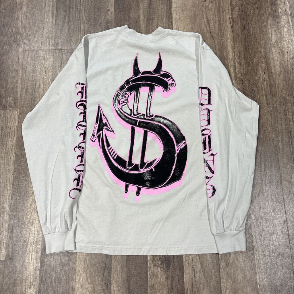 Saints White Pink Logo L/S