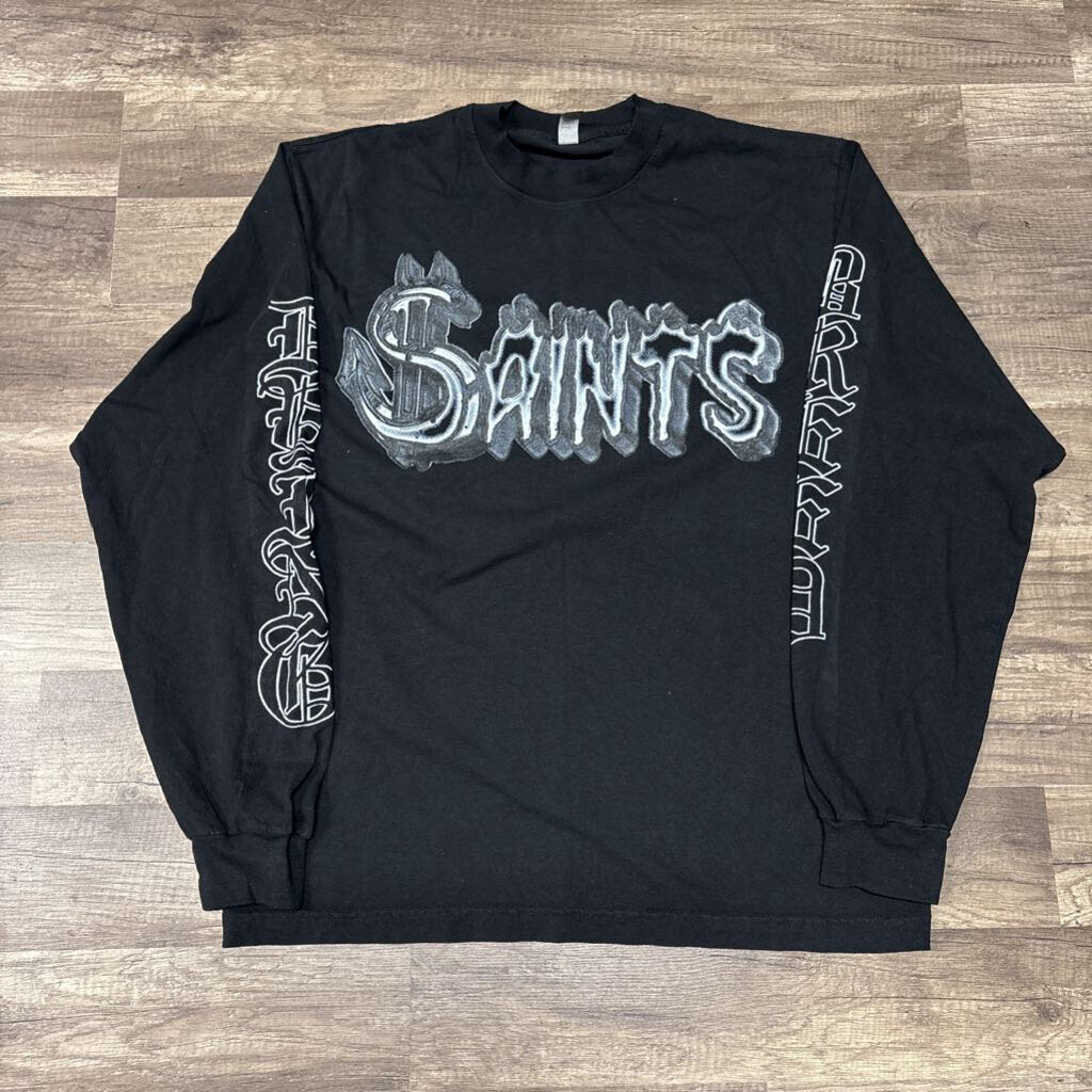 Saints Black White Logo L/S