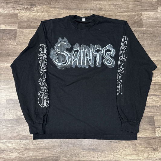 Saints Black White Logo L/S
