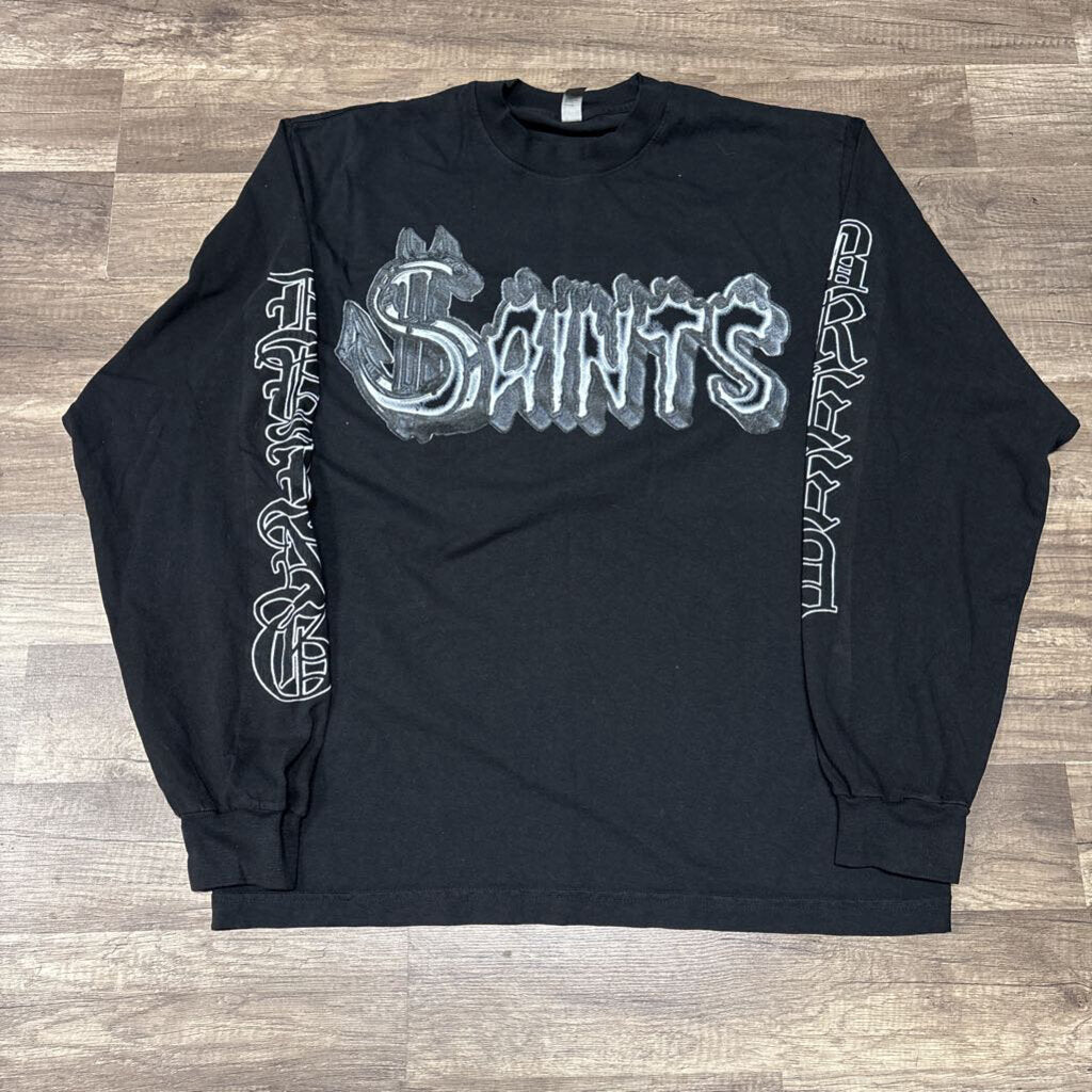 Saints Black White Logo L/S