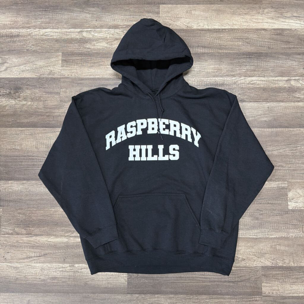 Raspberry Hills Black White Logo Hoodie