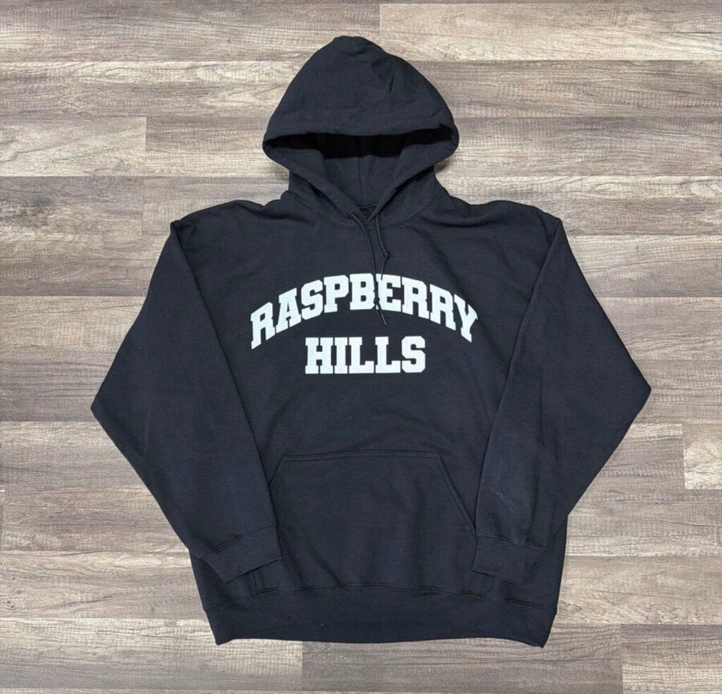 Raspberry Hills Black White Logo Hoodie