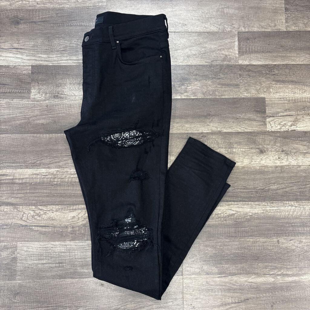 Amiri Jean MX1 Black / Black Paisley Patch