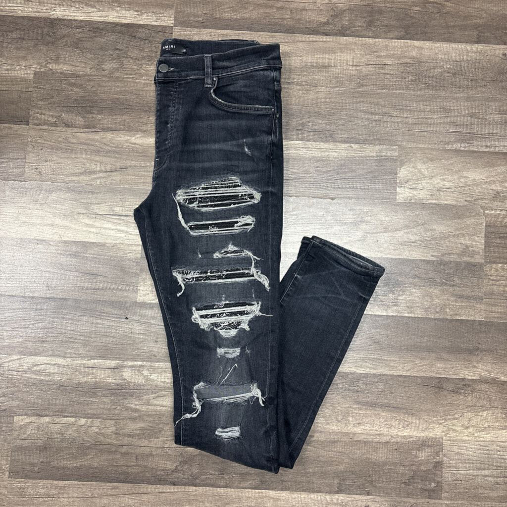 Amiri Jean Grey Black Bandana Patch