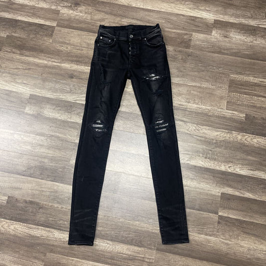 Amiri Jean Black White Flannel Patch