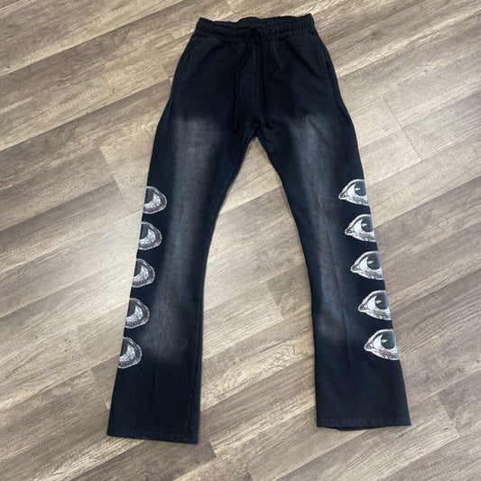 People are poisoned flare pants faded black