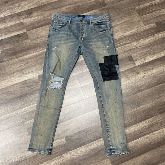 Purple Jeans Blue Black Patch