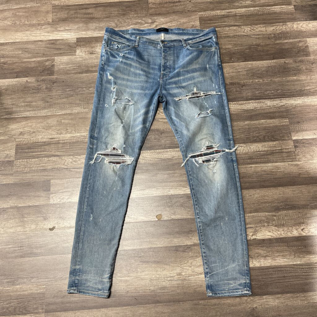 Amiri Jeans Mx-1 Blue Flannel Patch