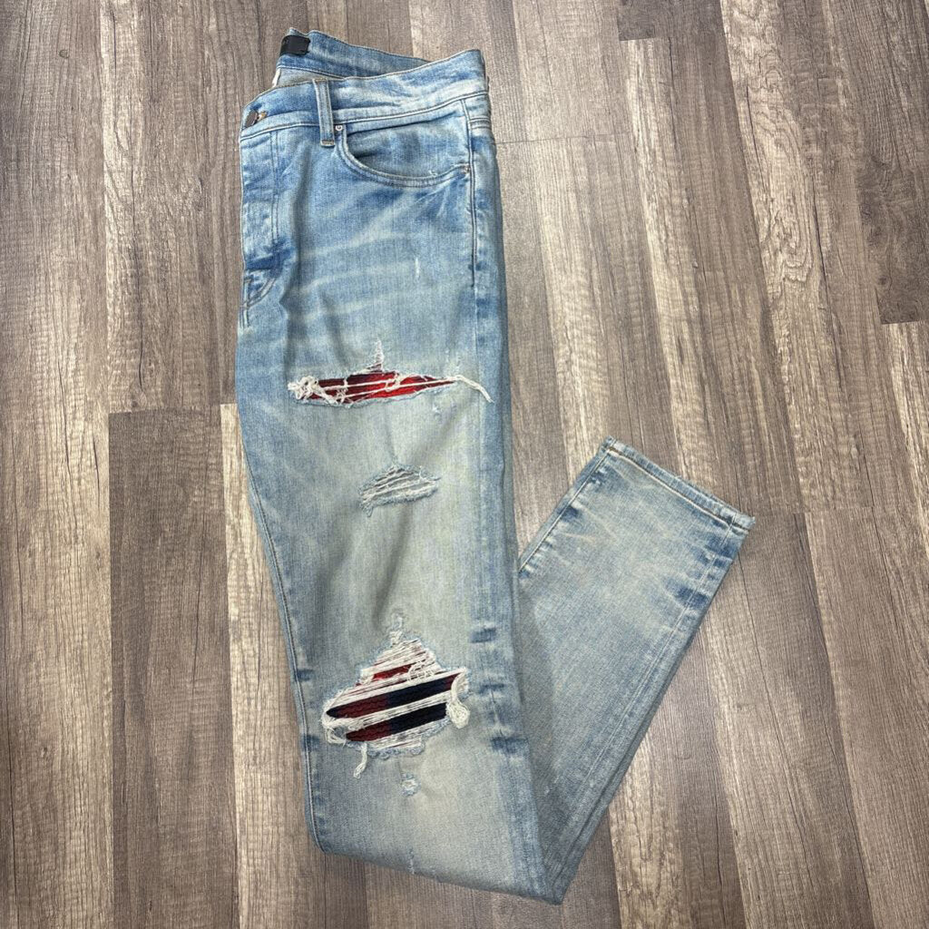 Amiri Mx1 Light Sand Wash Red Plaid Patch