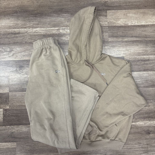 Alo pull over hoodie set brown