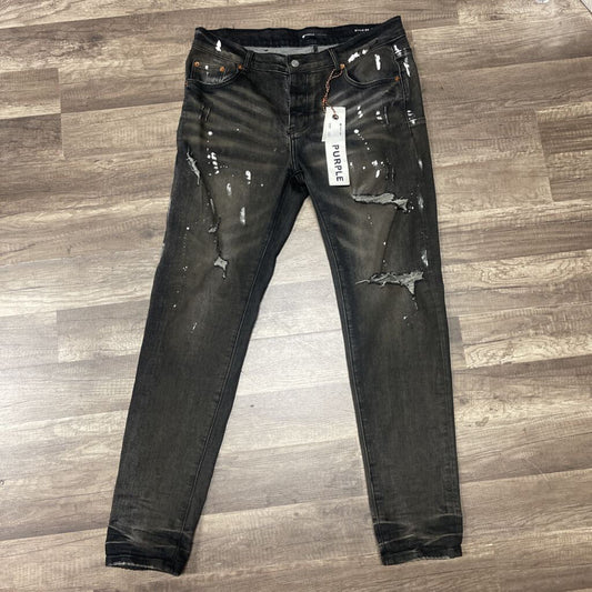 Purple Jeans Grey Paint Splatter