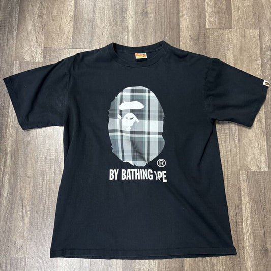 Bape Shirt Plaid Logo Black