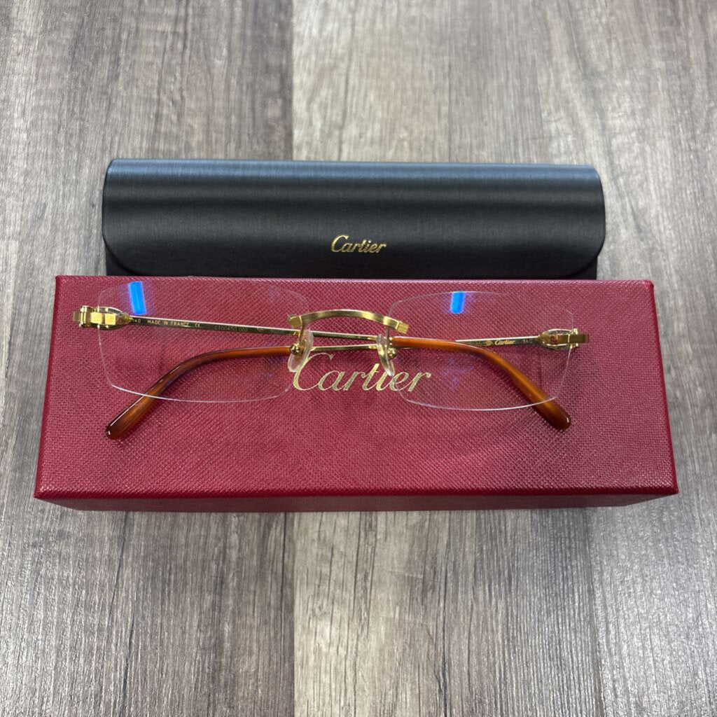 Cartier Gold Rimless Glasses 140