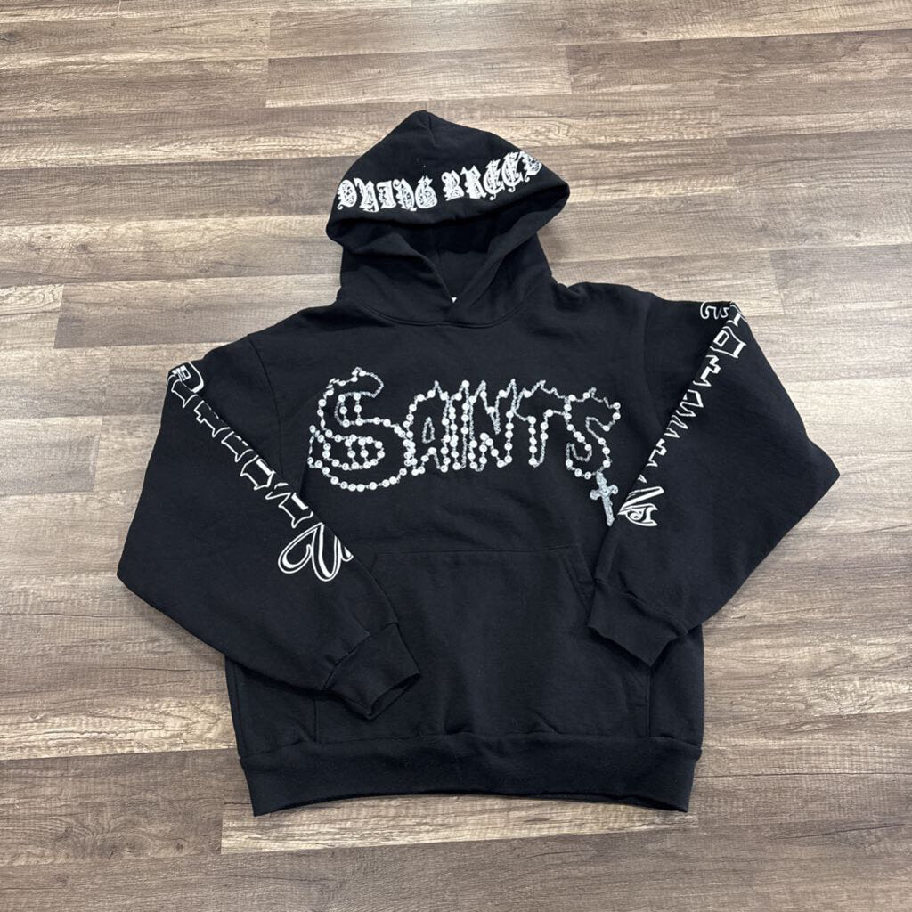Saints rosary logo hoodie black