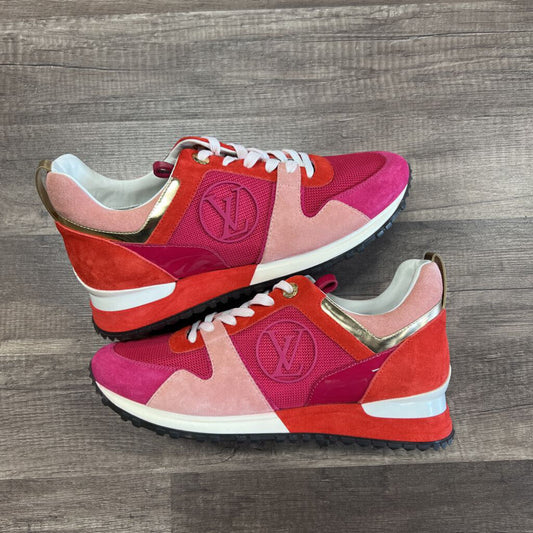 Louis Vuitton pink suede runaway trainer