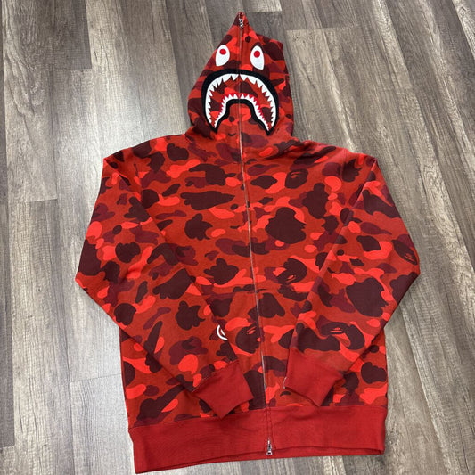 Bape shark zip up hoodie red camo NEW
