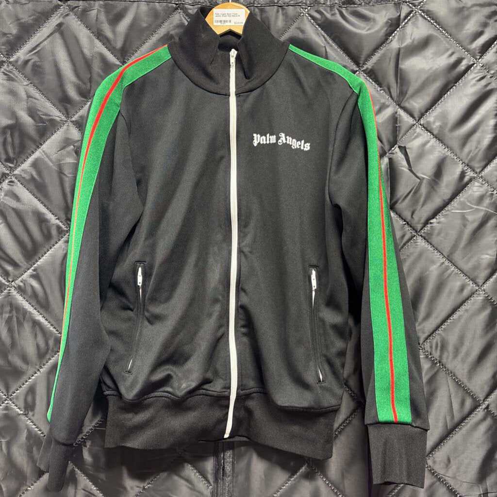 Palm Angels Black Track Jacket Green Red Sleeve
