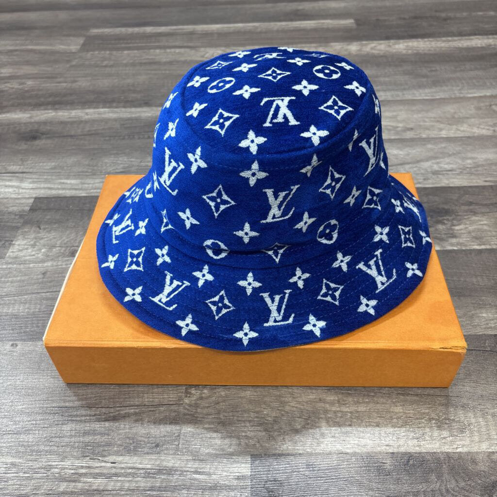 LV Louis Vuitton reversible velvet bucket hat blue