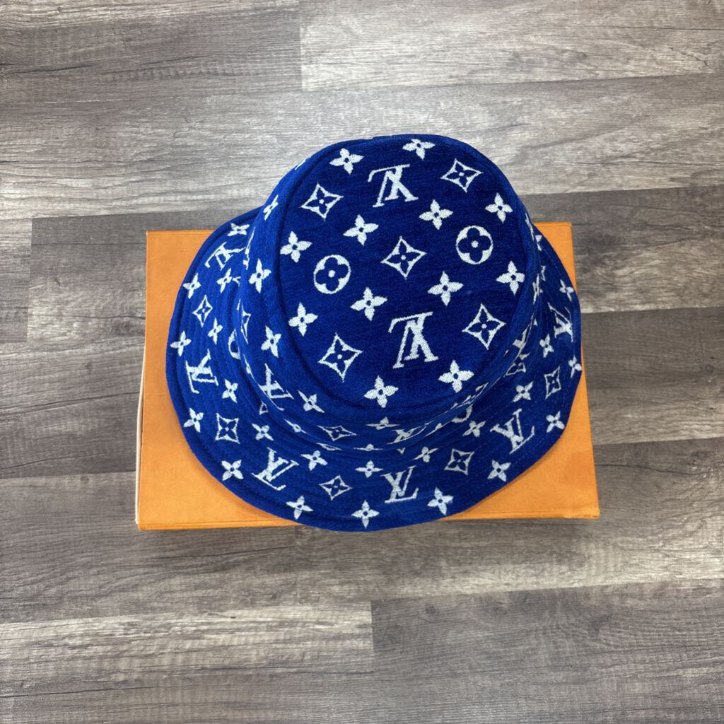 LV Louis Vuitton reversible velvet bucket hat blue