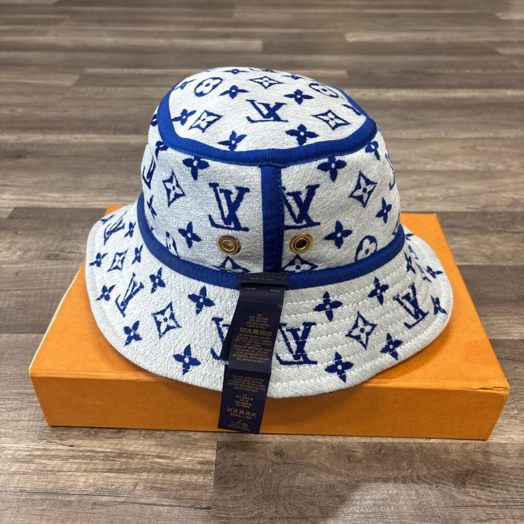 LV Louis Vuitton reversible velvet bucket hat blue