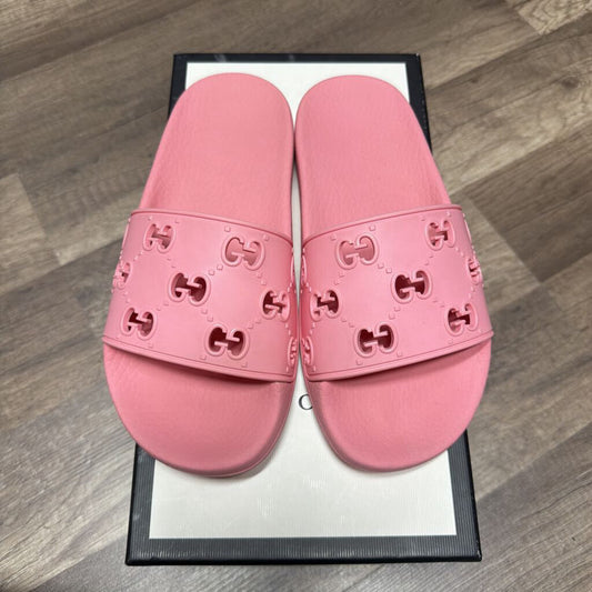 Gucci Monogram Pink Slides
