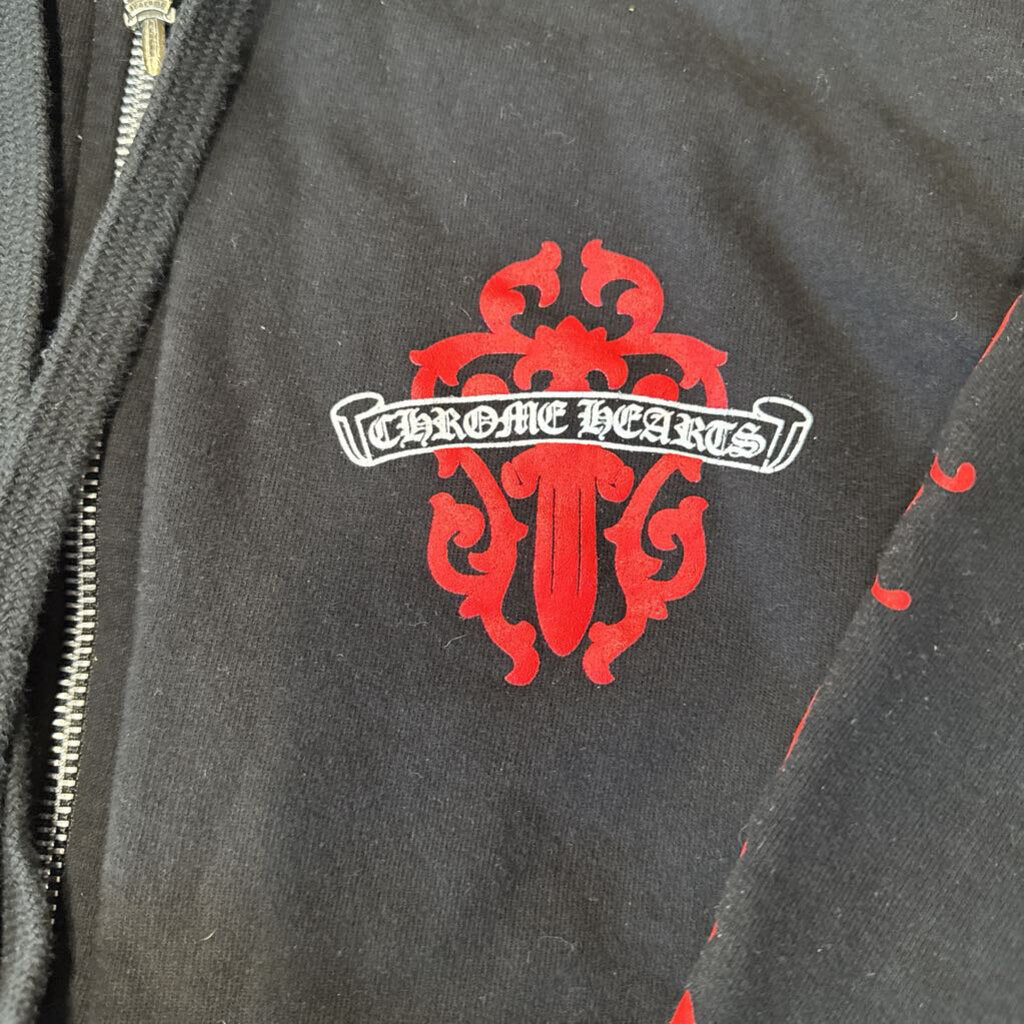 Chrome hearts dagger zip up black red