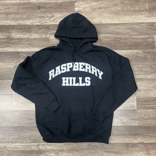 Raspberry Hills Black White Logo Hoodie