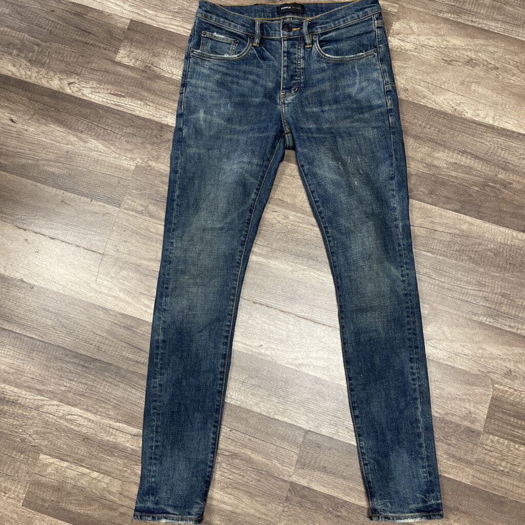 Purple Jean Plain Dark Blue Sand Wash