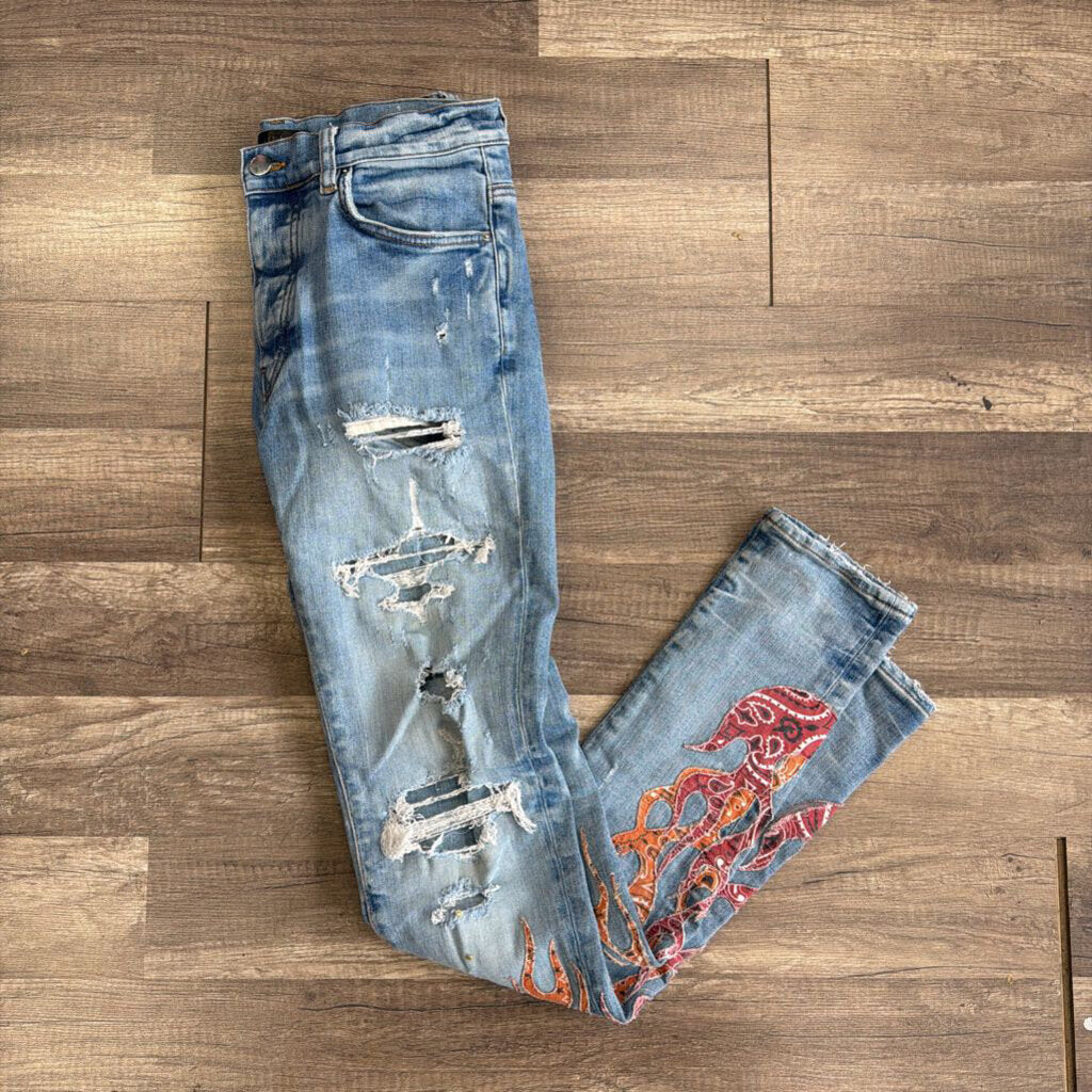 Amiri Jean Red Flame Patch