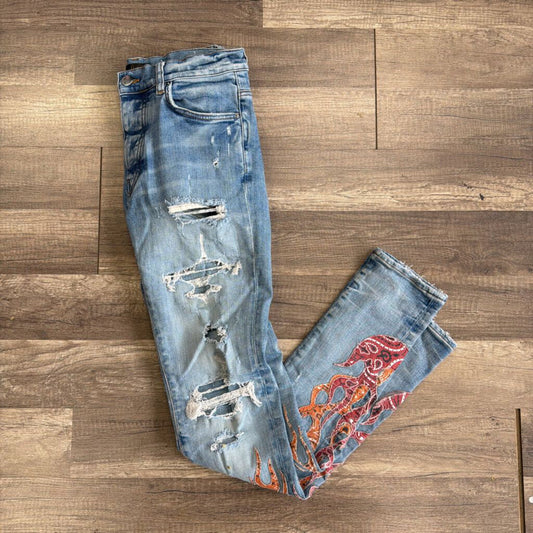 Amiri Jean Red Flame Patch