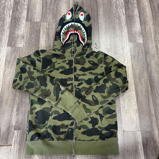 Bape Full Zip Hoodie Green Camo WGM