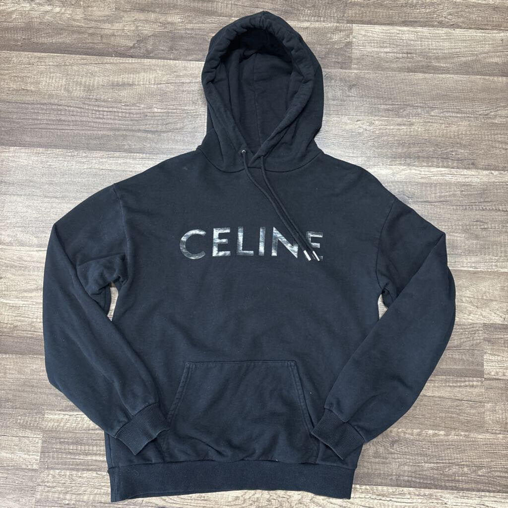 Celine Black Hoodie Gloss Logo