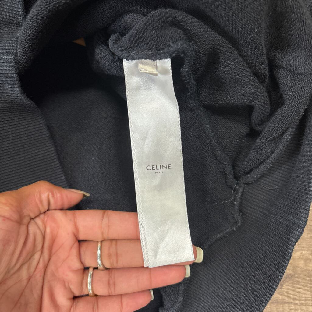 Celine Black Hoodie Gloss Logo