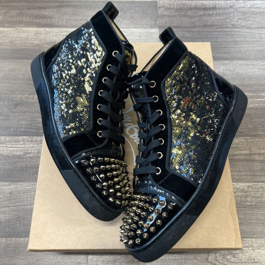 Christian Louboutin black gold spikes